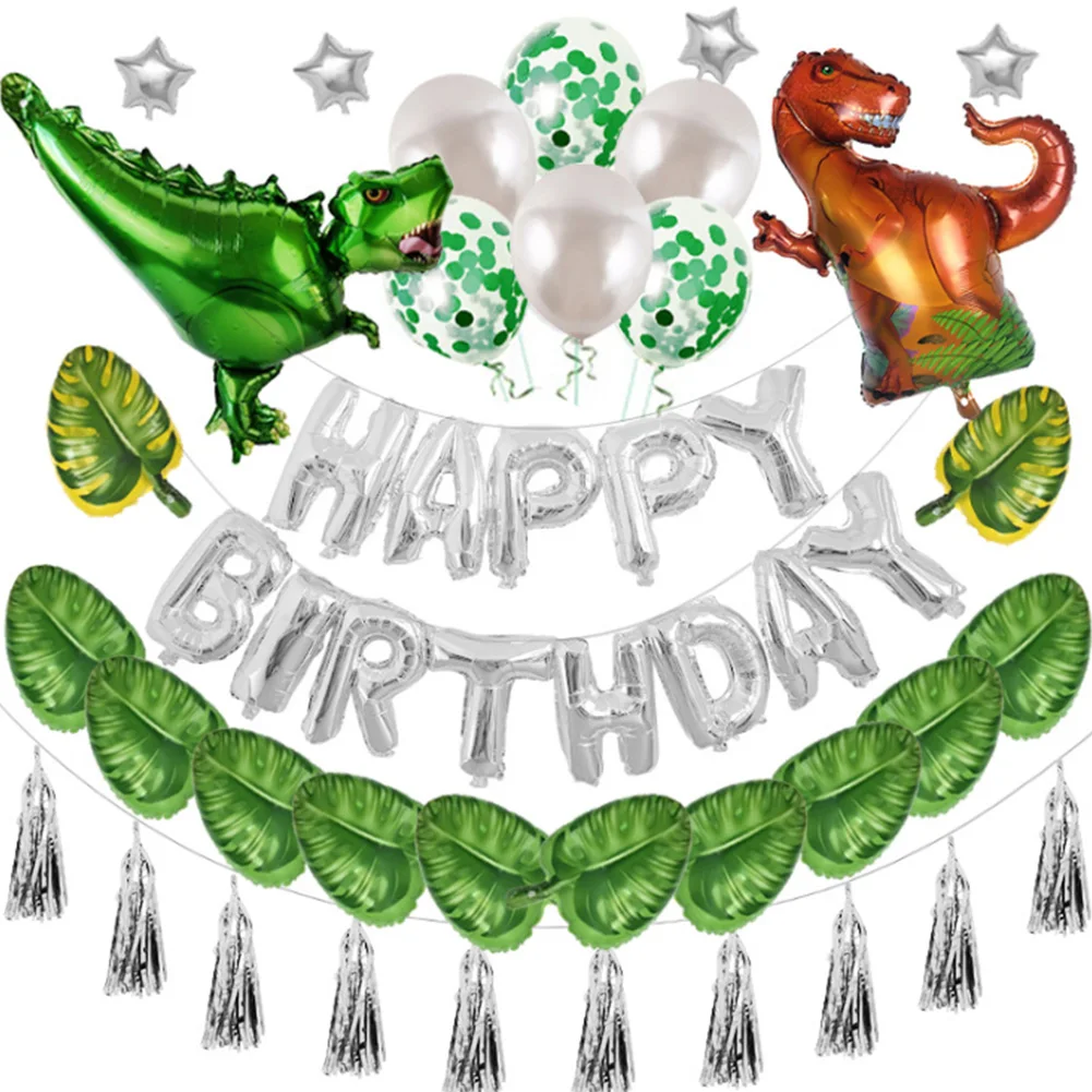 

Inflatable Aluminum Film Cartoon Cute Balloon Set Dinosaur Theme Banner Hanging Decorations Non Toxic Kids Gift Birthday Party