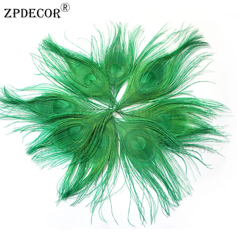 Zpdecor в течении 3-7 см Павлин перьевые кромки для украшения - Color: Green