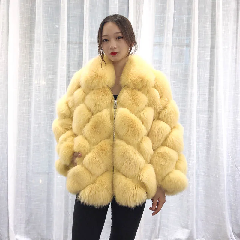 Pudi TX223901 женские классические из натурального Лисьего меха, куртка, пальто с воротником с бортами; Женская модная зимняя одежда теплая натуральная меховая шуба, верхняя одежда