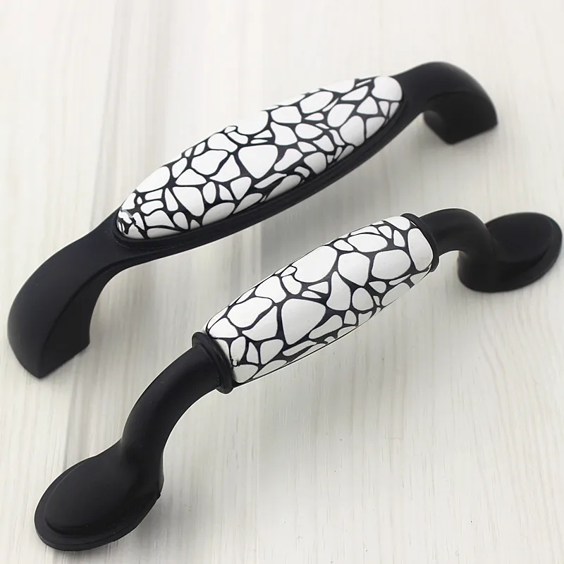 Cabinet Door Handle and Knob Drawer Pulls Closet Pen Ceramic Cupboard Pull Furniture Grip Black Marble Crack|Ручки шкафа| |
