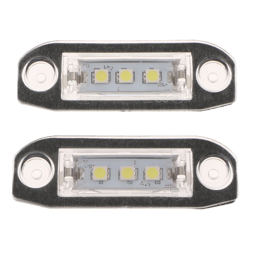 Pair LED License Plate Number Light White For Volvo S80 Xc90 S40 v60 S60 C70