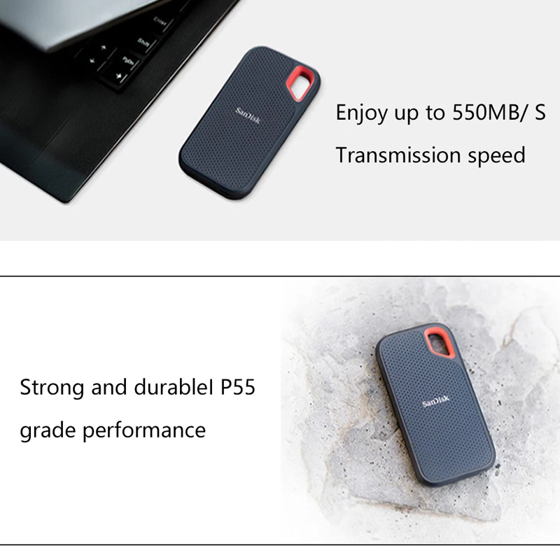 SanDisk E60 внешний SSD ТБ 1 ТБ 500GB внешний твердотельный диск Портативный жесткий диск для настольного компьютера 550 м/с SanDisk E60 внешний SSD ТБ 1 ТБ 500GB внешний твердотельный диск Портативный жесткий диск для настольного компьютера 550 м/с