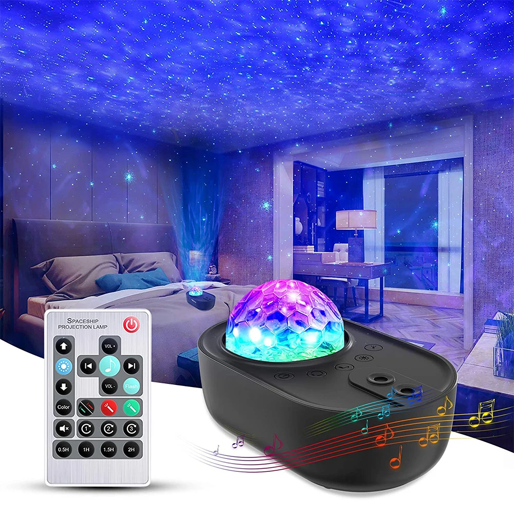 Galaxy Projector Star Projector, Starry Night Light for Bedroom, LED Space  Sky Moving Ocean Wave Lamp with Remote, Room Decor, Bluetooth Music Speaker