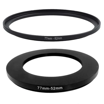 

77mm-52mm 77mm to 52mm Black Step Down Ring Adapter for Camera & 77mm to 82mm Step-Up Filter Ring Adapter