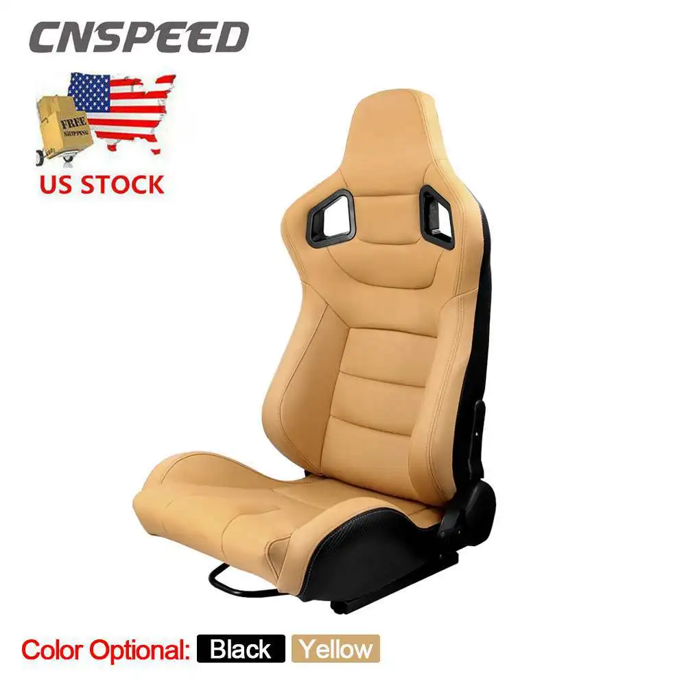 1Pcs Racing Zetels Sport Bruin Lederen Auto Verstelbare Stoelen Met 2  Slides|Seats, Benches \u0026 Accessoires| - AliExpress