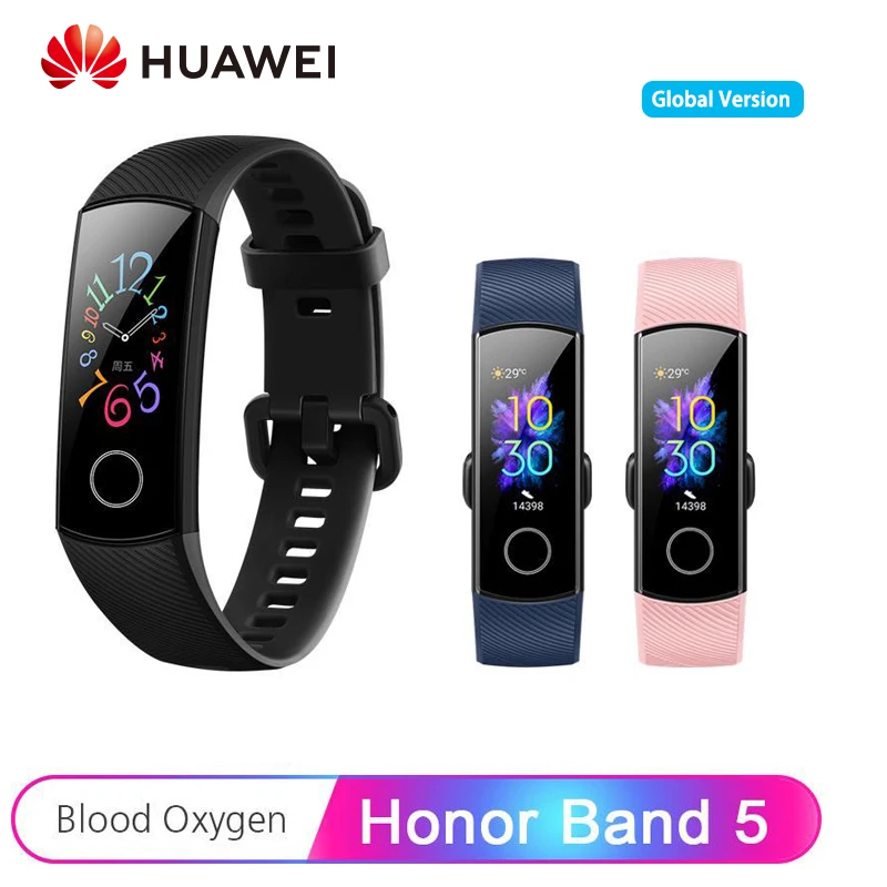  Huawei Honor Band 5 Smart Band Global Version AMOLED 0.95'' Touchscreen 5ATM Blood Oxygen Heart Rat - 4000055220939