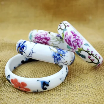 

Chinese Style Handmade Ceramic bangles Pastel Charm Bangle Gifts for Women Ethnic Retro Bracelets of Jewelry 2020 Wholesale
