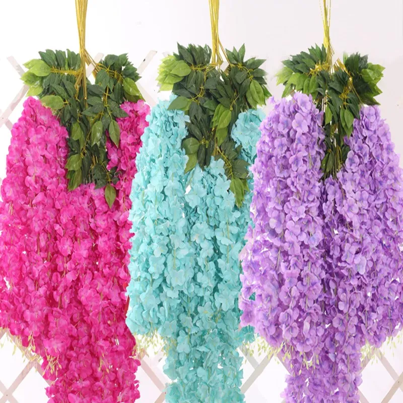 Wisteria Artificial Flowers Vine Ivy Plant Fake Tree Garland Hanging Flower for Wedding Decor Hotel Home Decorations outdoor | Дом и сад