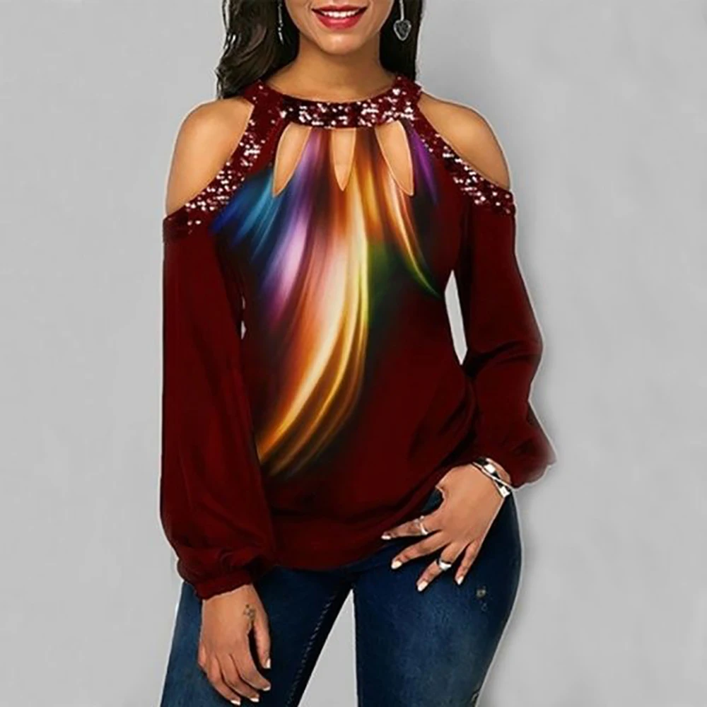 cold shoulder glitter tops