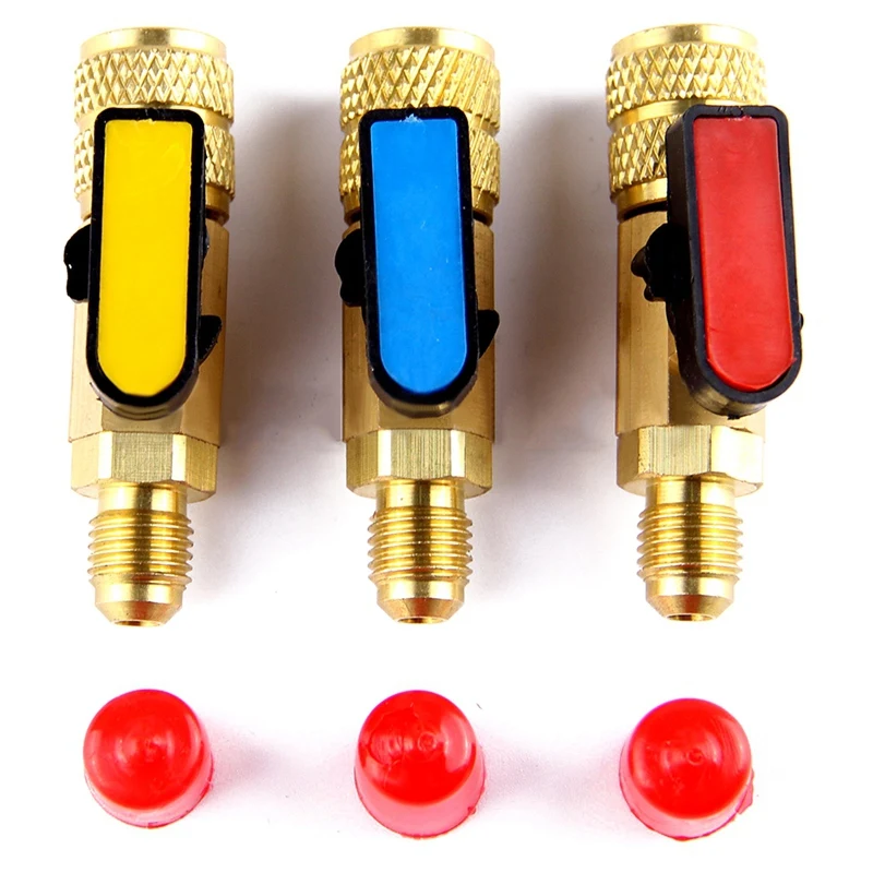 ABUI-3Pcs/лот Hvac инструменты измерительные приборы Новые 3 цвета R410A клапаны хладагента адаптер переменного тока зарядки шланги латунь прямые шаровые клапаны