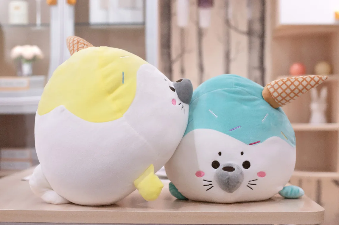 Прекрасный мороженое морской Лев плюшевый игрушки для детей мультфильм укомплектованный животных уплотнение мягкие подушки с одеяло подушки на кровать, диван Декор подарок