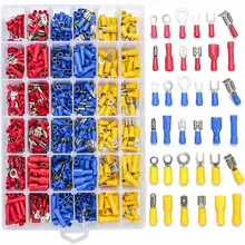 

840PCS Electrical Wire Connectors, Insulated Wire Crimp Terminals, Mixed Butt Ring Fork Spade Bullet Quick Disconnect Assortment