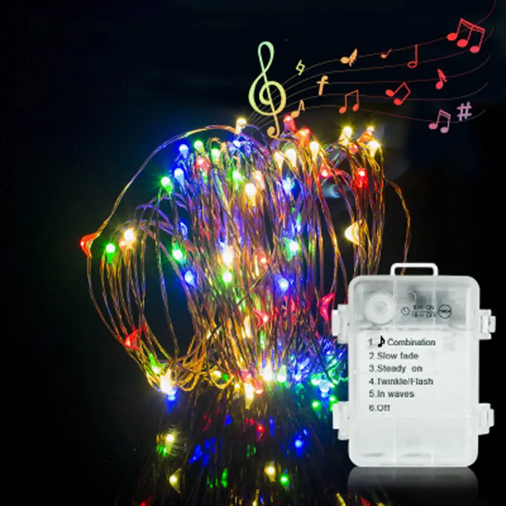3Aa Waterproof Battery Box Music Sound Control 5 M 50 Light Remote Control Led Music Copper Light String Christmas