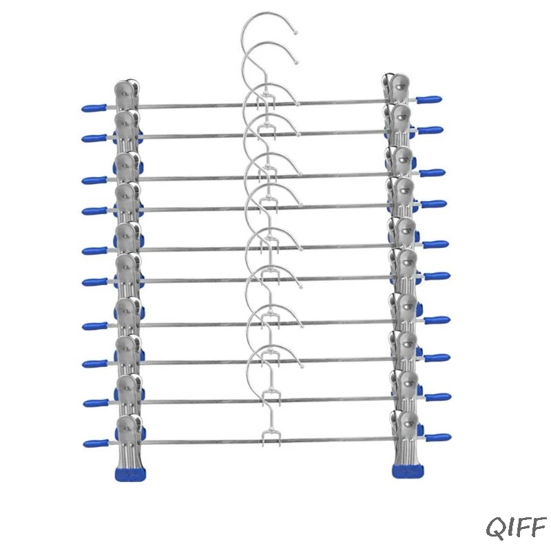 10 шт. вешалка для брюк из нержавеющей стали, вешалка для брюк, пальто, брюк, юбки, вешалки для одежды, держатель для одежды с 2 регулируемыми нескользящими зажимами 28 см
