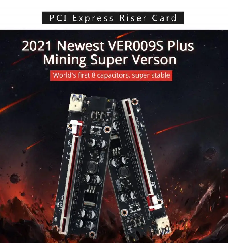 Plus PCI E к PCIE адаптер USB 3,0 Райзер Express1X до 16X Райзер адаптер карта SATA 8 конденсатор карта адаптера плата