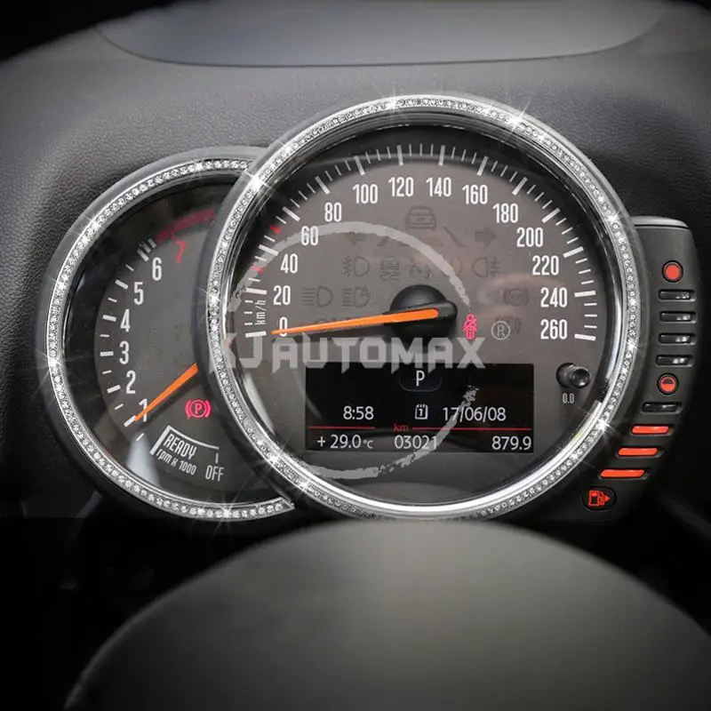 KJAUTOMAX для Mini Cooper F55 F56 F57 серебряное кольцо с кристаллом Тахометр украшение цинковый сплав 2 шт