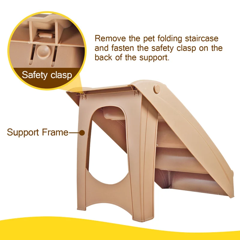 4 Steps Pet Dog Stairs Folding Strong ABS Cat Ramp Indoor Outdoor With Built-in Safety Features Puppy Cat Climbing Ladder PT0166 (13)