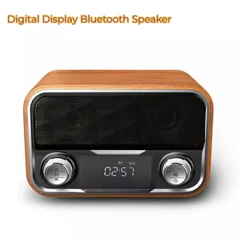 

Wooden Wireless Alarm Clock Portable Bluetooth Speaker Subwoofer Column Music Player Sound System Stereo caixa de som Bluetooth