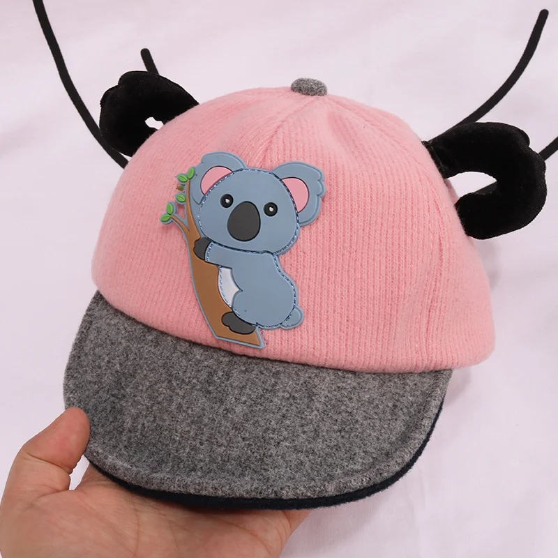 Мультяшная Детская кепка Koala с ушками, детская Регулируемая солнцезащитная Кепка, повседневные Лоскутные Козырьки