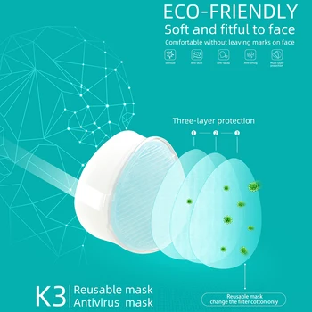 

New K3 Electric Mask Respirator Air Purifying Dustproof Mask Anti Virus Haze PM2.5 Face Mouth Mask Personal Protective Equipment