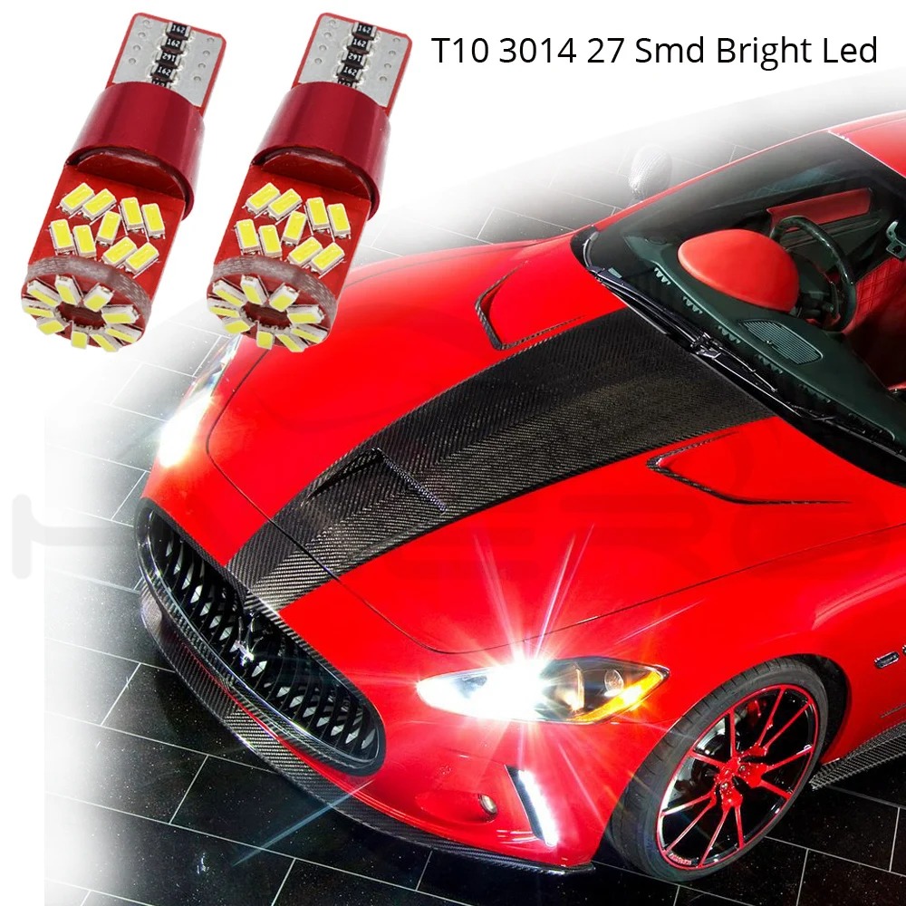Hviero High Qualit T10 Bulb W5W LED auto car 27smd 3014 168 194 t10 led License Plate Light Reading Door Parking Signal Lamp 12V