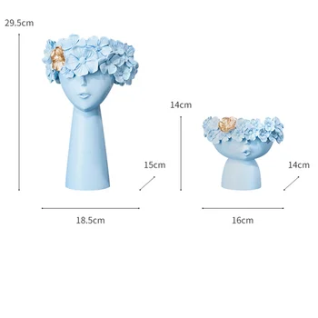 

1 Pair Creative Human Head Vase Sundries Storage Box Model Room Decoration Ornaments Decorative Resin Mother's Day Home People