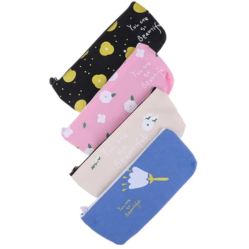 

Fashion Cosmetic Bags Office Supplies Pen Bag Students Pencils Writing Stationery Canvas School Pencil Bag