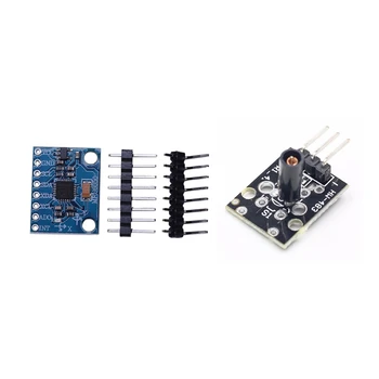 

GY-521 MPU-6050 3 Axis Gyroscope+ 3 Axis Accelerometer Module with KY-002 SW-18015P Shock Vibration Switch Sensor Module