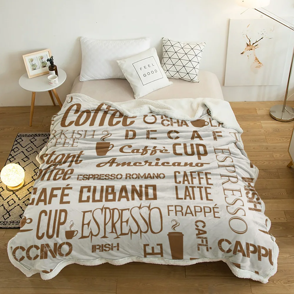 Coffee Cup Word Brown Blanket Floral Fleece Blanket for Kids Girl Couch Soft Plush Bedspreads Quilt Drop Ship Blankets for Beds
