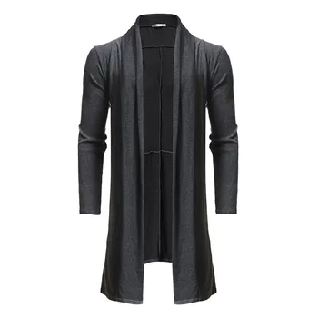 

Men's Casual Pure Color Cloak Shawl Loose Medium Length Trench Outwear Cardigan Jacket long Sleeves Cloak Man's Coats Outwear8.1