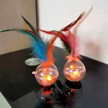 

Funny Electric Flashing Ball Kitten Cat Feather Tumbler Toy Rustling Sound Interactive Training Pet Supplies