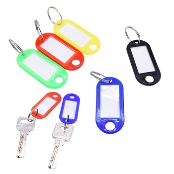 

50pcs Plastic Keychain Key ID Label Numbered Name Keyring Tags With Split Ring for Baggage Luggage Metal Key Chains Key Rings 7z