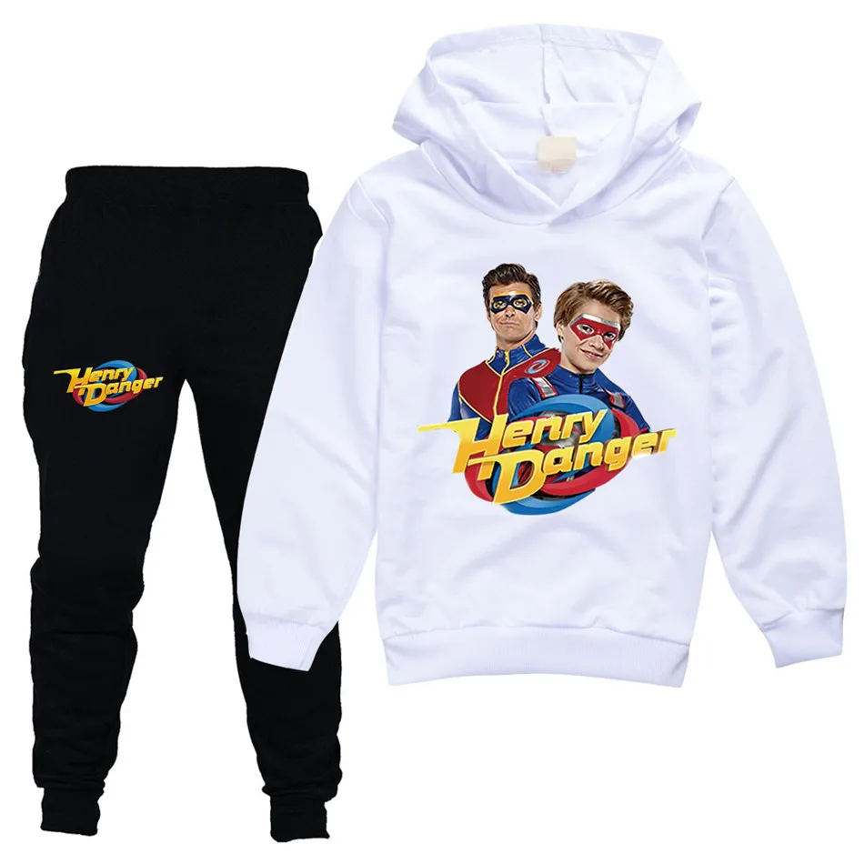 Spring Autumn Children Henry Danger Thin T-Shirt Black Pant 2pcs Tracksuits 2-13Y Boys Girls Casual Birthday Party Clothes Sets pajamas for girls Clothing Sets