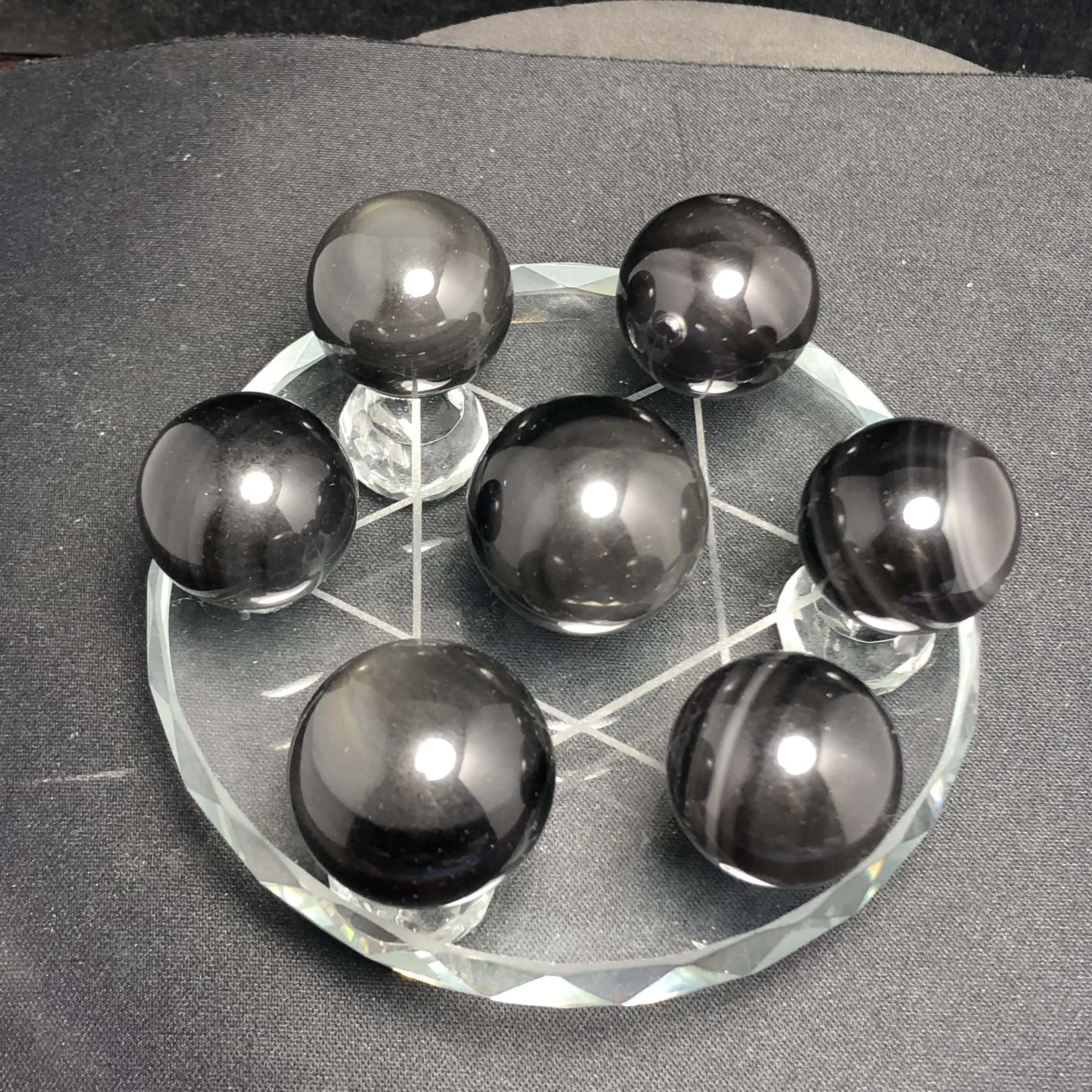 

Natural obsidian crystal seven star array crystal ball vika, reiki meditation crystal embellishes chakra healing crystal set