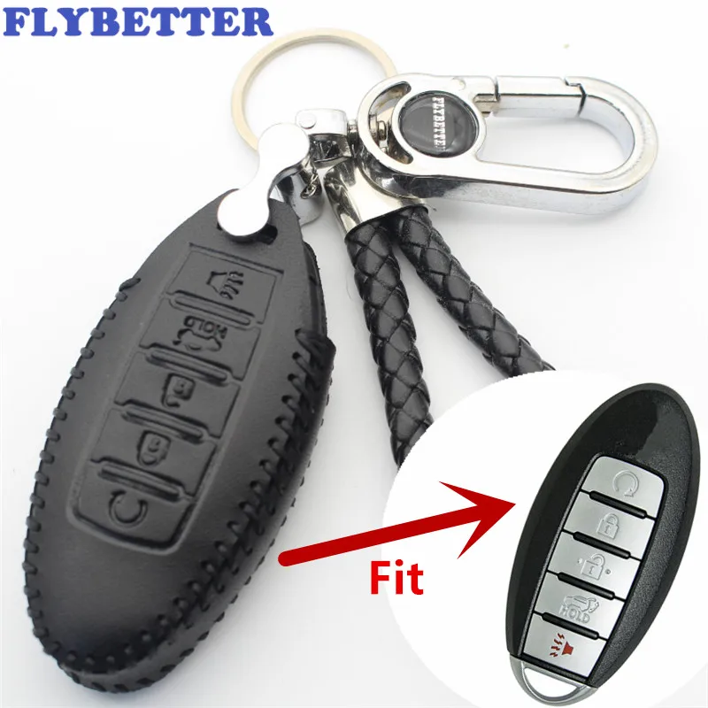 FLYBETTER из натуральной кожи, 5 кнопок, без ключа, корпус умного ключа, крышка для Nissan Rouge/Maxima/Altima/Sentra/Мурано(B) L519