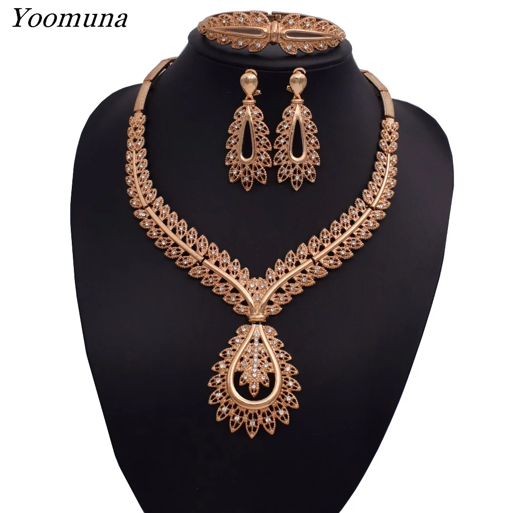 Nigerian jewelry set for women african beads silver/gold bridal crystal jewelry sets Wholesale for wedding necklace jewellery