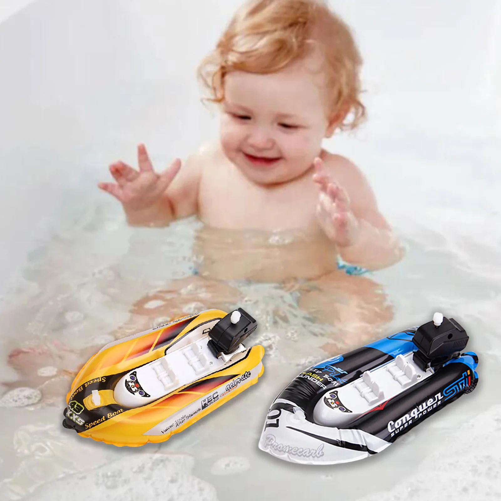 【Eco-friendly】 Kids Bath Toy Clockwork Wind Up Inflatable Boat Ship Play Water Bathroom Bath Toy Inflatable Boat Baby Toy Outdoor Water Toys.