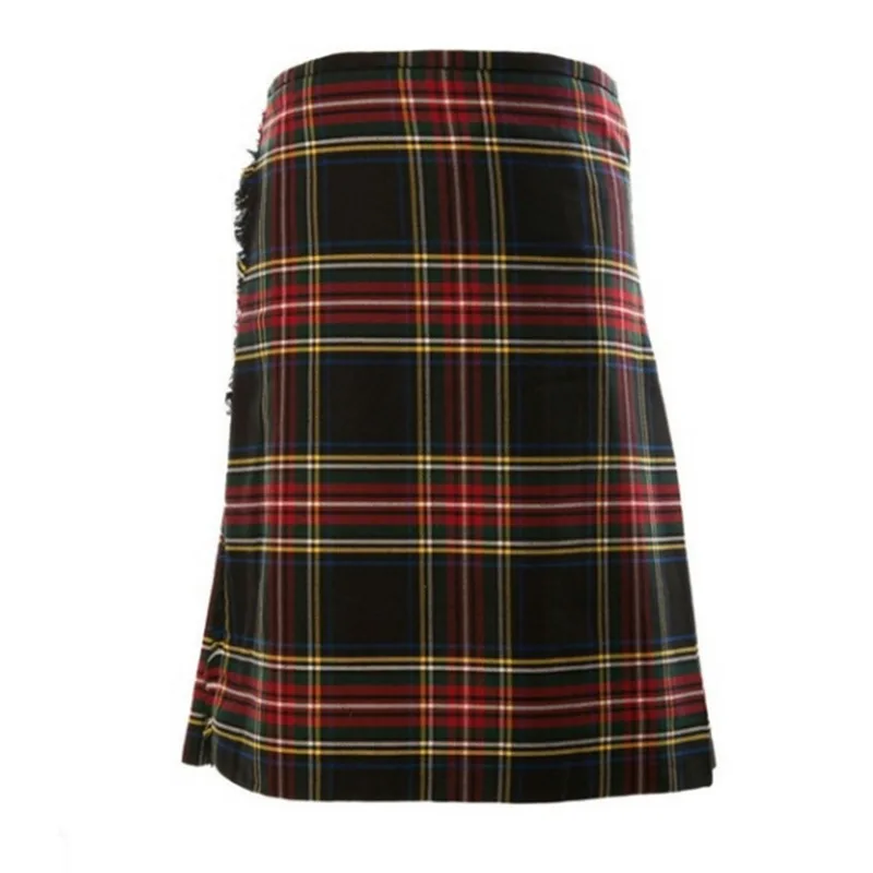 Шотландская Мужская Kilt традиционный ремень в клетку плиссированная Двусторонняя цепь коричневый готический панк шотландская клетка брюки юбки хит