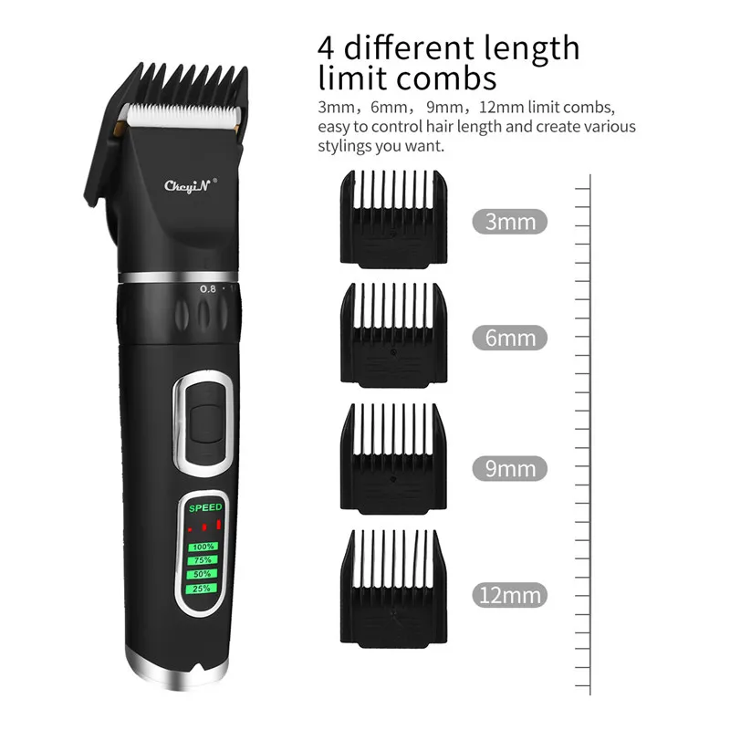 

110-240V Professional Hair Clipper Men LCD Display Hair Trimmer Cutter Rechargeable Adjustable Haircut Hair Cutting Machine 45