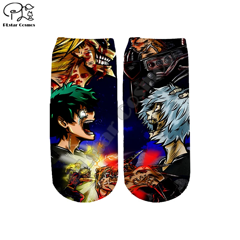 PLstar Космос Прямая ; ; аниме «Мой герой красочные Новая мода 3DfullPrint Для женщин/мужчин/для мальчиков и девочек, короткие носки S-1