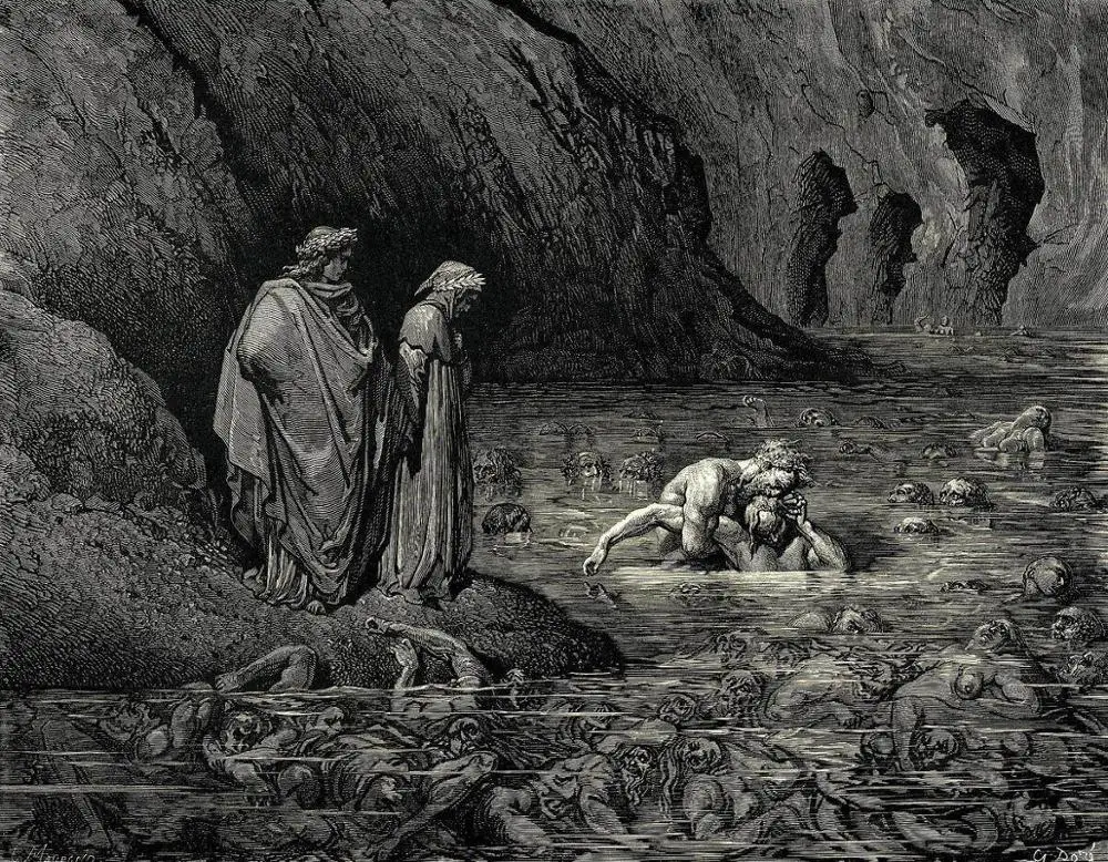 Poster Gustave Dore Engrenando Ilustração Dante Inferno