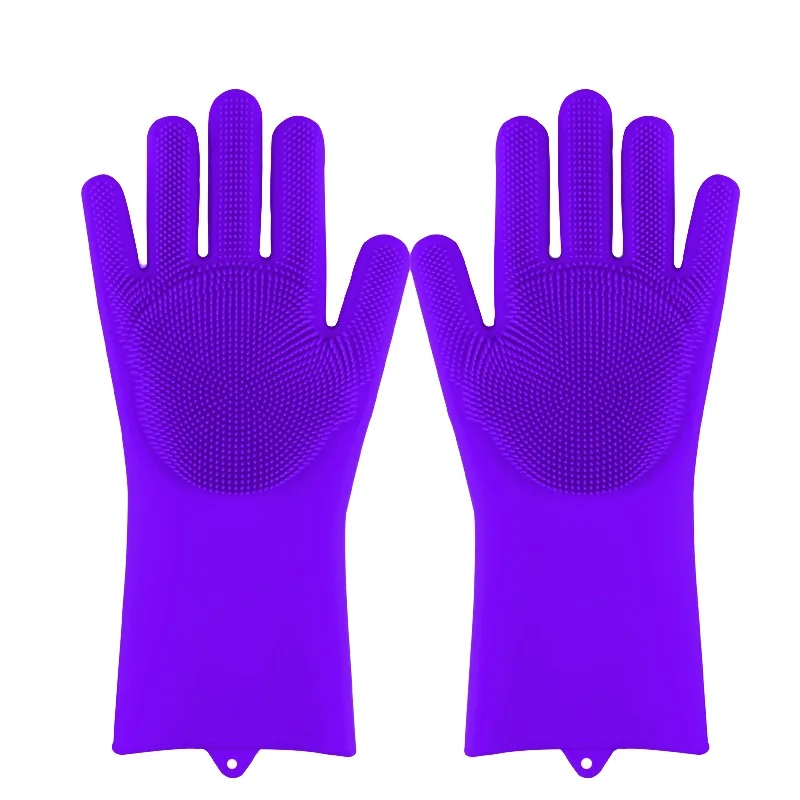 1 пара резиновых кухонных перчаток для мытья посуды, перчатки для мытья посуды и фруктов для кухни, домашние перчатки для домашних животных, FDA один размер - Цвет: Purple