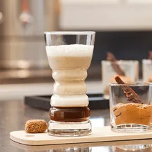 Originality Glass Coffee Cup Spiral Stripe Juice Cappuccino Milk Cup Vaso 120/220/340ML Transparent Glass Cold Drink Cup Teacup