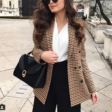 Aliexpress - Fashion Business Talever Work Women Blazer Autumn Breasted and Female Suit Double Blazers Office Coat Lady Jackets Slim Plaid Pl