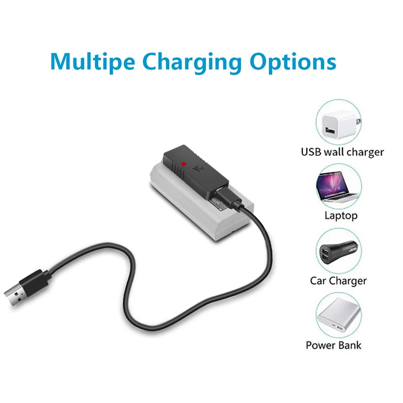 Chargeur rapide QC3.0 USB-C pour batterie DJI Mavic Mini 2, vue de dessus avec ports et câble
