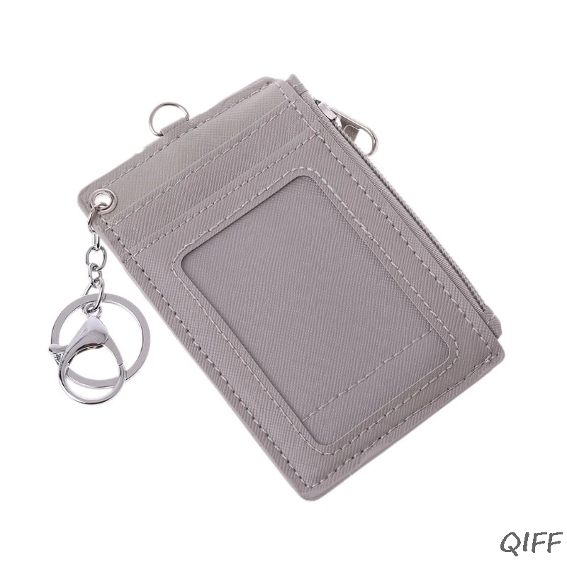 Портативный кожаный чехол для кредитных карт, портмоне, кошелек, брелок - Цвет: GY