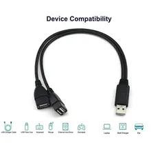 Adaptateur d'alimentation Hub de données USB 1 mâle vers 2 femelles, séparateur en Y, câble d'alimentation de charge USB, rallonge