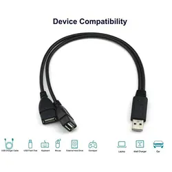 Adaptateur d'alimentation Hub de données USB 1 mâle vers 2 femelles, séparateur en Y, câble d'alimentation de charge USB, rallonge 