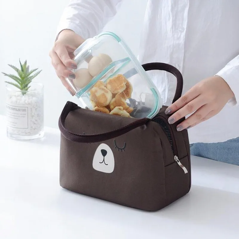 

Cartoon Brown Bear Lunch Bags Oxford Cloth Ice Student Women Outdoor Portable Insulated Cute Kids Cooler Bag Child Picnic Tote