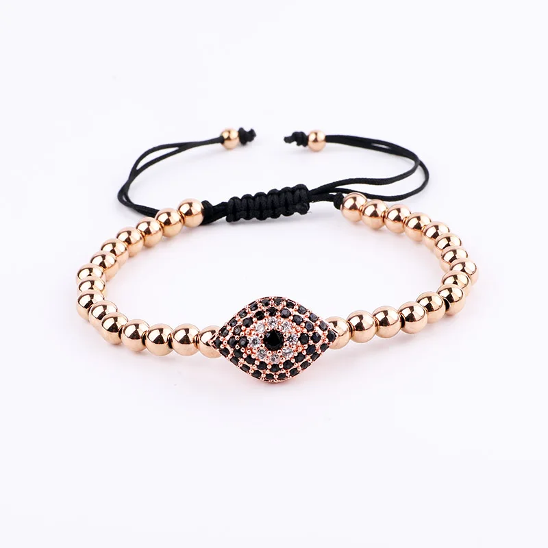 High Quality Eye Bracelet Stainless Steel Beads CZ Charm Macrame Adjustable Bracelet Men Women - Image 5